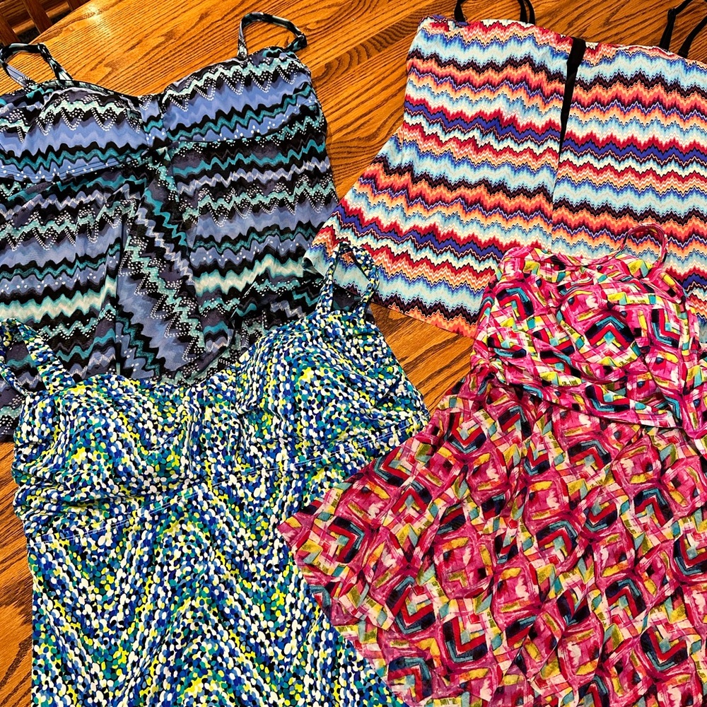 Lot of 4 swim suit tops.  All size 16.